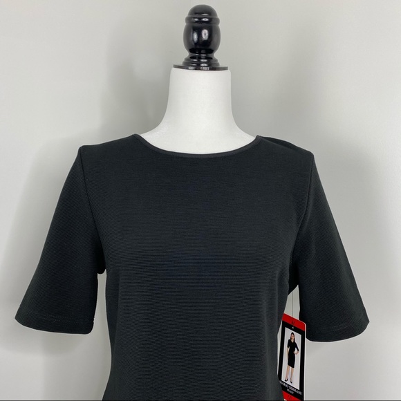 π NWT Womenβs Mario Serrani Italy Black Short Sleeve Ribbed Career Dress Size M - Picture 6 of 10